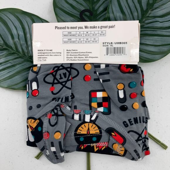 Sock It To Me Gray Black Science Genius Tech Atom Stretch Novelty Boxer Brief - Picture 3 of 7